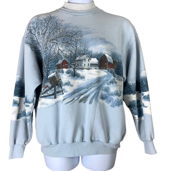 National Wildlife Federation Tops - Vintage Sweatshirt Mock Neck Pockets Farm Nature Scenery Graphics Wildlife Fed.